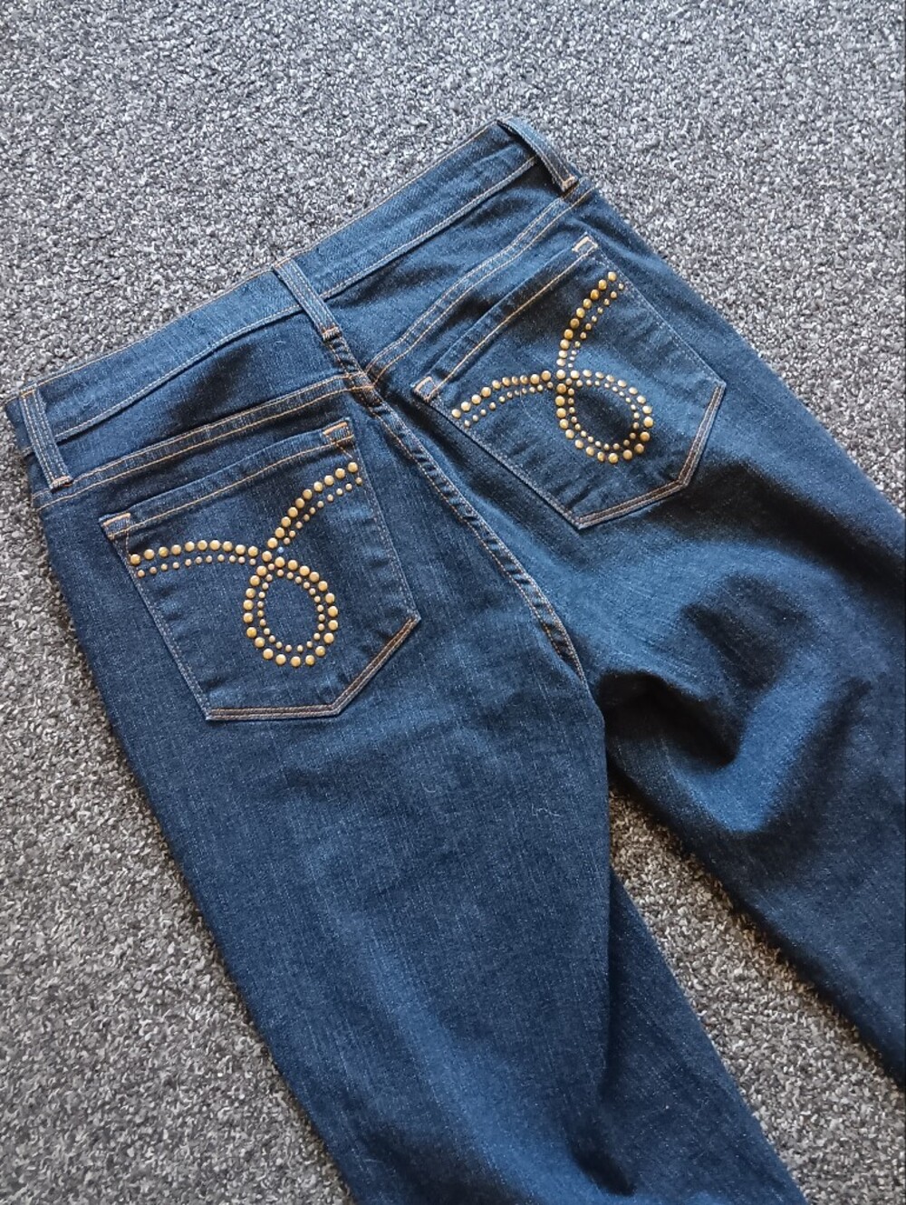 NYDJ Blue Studded Pocket Womens Jeans Size 6P, Bootcut Flare - Picture 13 of 14